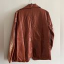 Brown faux crocodile leather oversized blazer Photo 1