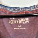 Lucky Brand  Bohemian Crew S/S Shirt Pink Blue Size Med EUC #OAK-6080 Photo 4