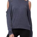 Good American  The Cold Shoulder Sweater Charcoal Gray Scoop Neck Sz 1 Small NWT Photo 0