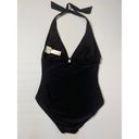 Kate Spade  NY Black Red Floral Embroidered Halter One Piece Swimsuit Sz … Photo 4