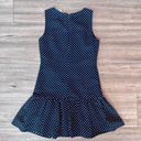 Juicy Couture  Women's Navy Blue Pleated Flare Hem Lined Poka Dots Dress Size 0 Photo 5