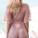 Honey Punch Pink Lace Romper Photo 4