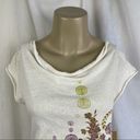 DKNY NWT VTG Y2K  Jeans Petites T-Shirt Cream Purple Green Paisley Studded Sz SM Photo 1