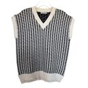 Ecru AmyEnjoyLIfe  Black Oversized College Style Houndstooth Knitted Vest M Photo 0