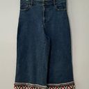 Alice + Olivia  Women's Crop Jeans Wide Leg Embroidered Sz29 Boho Hippie Festival Photo 0