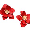 Petal Stunning Red Flower  Earrings Photo 1