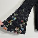 Solitaire  Black Floral Embroidery Lace Bell Sleeve Photo 8