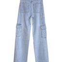 Mango Light Blue Wash Y2K High Rise Wide Leg Multi-Pocket Cargo Denim Jeans Photo 2