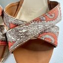 Talbots  Size 9 Sandals Orange Open Toe Ankle Strap Wedge Espadrille Shoes Photo 2