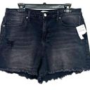 Abound  size‎ 34 black denim jean shorts raw hem high rise fit Photo 0