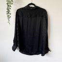 ZARA  Black Satin Effect Button Down Shirt Sz L Photo 2