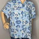 Emma James Short Sleeved Button Down Floral Design Shirt Blue White Size 20W Photo 0