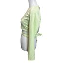 GRLFRND  Aaryn Top Mint Green Cropped Long Sleeves Wrap Around Tie Women’s Size S Photo 2