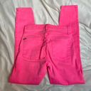 Alice + Olivia  Good High Rise Exposed Button Fly Jean Neon Pink Skinny Ankle 26 Photo 6