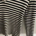 Mango Ribbed Knit Black White Striped Cropped Collared Top Photo 5