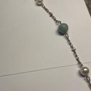 Talbots Signed  Faux Pearl / Blue Silver Tone Bead Statement Costume Necklace Photo 5