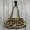 Stuart Weitzman Womens  Vintage Gold Snake Skin Clutch Photo 0