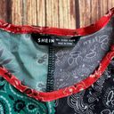 SheIn Women Ruched Drawstring Side Paisley Colorblock Sheer Mesh Crop Top Sz L Photo 12