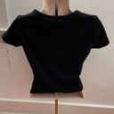 Buttons Faded Rose Black Ribbed Henley Faux Snap  Up Front V-neck Cropped Top, size L Photo 1