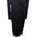 Baltic Born  Devlyn Pleated Midi Dress Black Shimmer V Neck Women’s Size L New Photo 4