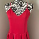 Soprano  Women's V Neck Spaghetti Strap Red Fit to Flare Pleat Dress Size L. Photo 12