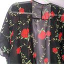 Live 4 Truth  S Cardigan Black Sheer Longline Short Sleeve Rose Swim Kimono Photo 5