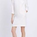 Vince  Snakeskin Jacquard Shift Dress Size 4 Ivory‎ 3/4 Sleeve Pockets Lined Photo 1