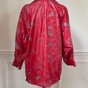 Vintage 80s Faux Leather Geometric Shape Oversized Coat Jacket Red Grey L Size L Photo 4