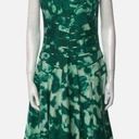 Oscar de la Renta  Silk White Green Abstract Fit Flare Dress SZ 8 Photo 0