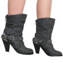 Urban Outfitters Y2k  Hot Rated Gray Studded Rhinestone Ankle Boots Booties 6.5 Photo 1