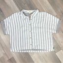 Thread and Supply  Striped Button Front Crop Shirt White Gray XL Photo 6