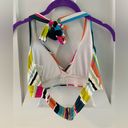 Anne cole  Multi Color Colorblocked Lined Deep V Neck Tie Halter Swimsuit Top Med Photo 6