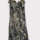 Cache Midi Dress Size Small Lace Trim Cheetah Print Y2K Adjustable Black Brown Photo 0