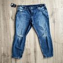 Silver Jeans NWT  Boyfriend Mid Rise Jeans Sz 20 Dark Wash Distressed Photo 2