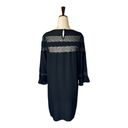 Rebecca Taylor  Dress Women Large Black Silk Lace Bell Sleeve Shift Whimsigoth Photo 2