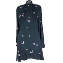 Equipment  Alexandria Black Purple Floral Dress Long Sleeve V Neck Knee Length 8 Photo 5