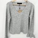 VERO MODA  Sweater Women Small NWT Light Grey Melange Simone Long Sleeve Ruffle Photo 9