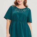 Bloomchic  Dark Green Round Neck Laser Cut Ruffles T-Shirt 22 24 3X NWT Photo 0