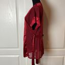 AVID LOVE MAROON SATIN & MESH HOUSE ROBE KIMONO Red Size M Photo 2