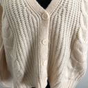 American Eagle  Women's Cable Knit Cardigan Sweater Beige Medium Cozy & Warm NWT Photo 3