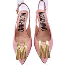 Moschino  Couture Croc Embossed Leather M Slingback Pointed Heels Pink Gold 38.5 Photo 3