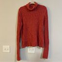 Garnet Hill  Turtleneck Sweater Size Large Red Wool Ribbed Knit Photo 4