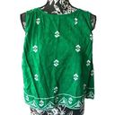 Anthropologie  Green Cropped Top Shirt Tank Sleeveless Green Embroidered 20W Photo 0