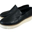 Vince  Black Leather Foam Zeta Platform Wedge Loafers - Size 9 Photo 1