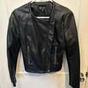 ZARA trf Collection  Black Soft Vegan Leather Moto Biker Jacket Women’s Small Photo 2