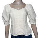 Something Navy  Women’s Size XS White Sweetheart Neck Button Front Blouse Top Photo 0