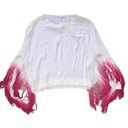 Maje Lila Fringe Hot Pink Dip Dye Long Sleeve Top White & Ombre Magenta sz1 = S Photo 4