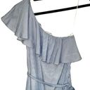 Banana Republic  Womens Cold Shoulder Poplin Ruffle Maxi Dress Blue White XS NWOT Photo 6