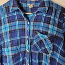 Woolrich  Blue Flannel Shirt Long Roll Tab Sleeve Button up Pocket Womens Size XL Photo 1