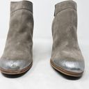 Isola [] Tan Suede Leather Chunky Heel Ankle Boots Metallic Burnished Toe Size 9 Photo 5